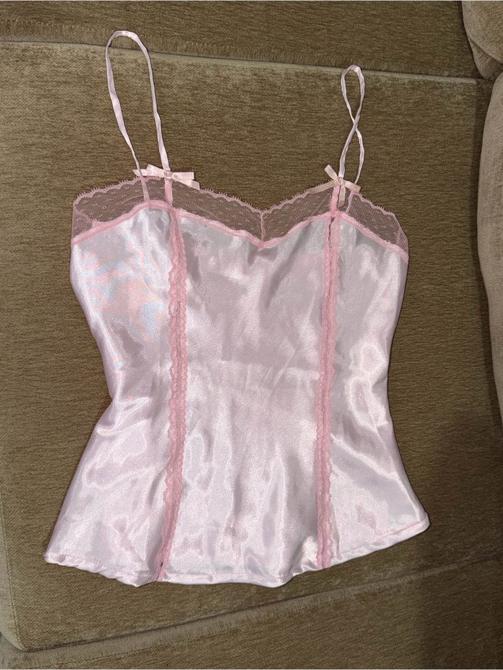 Vintage bongo Pink Lace Trim Cami Top - Women's